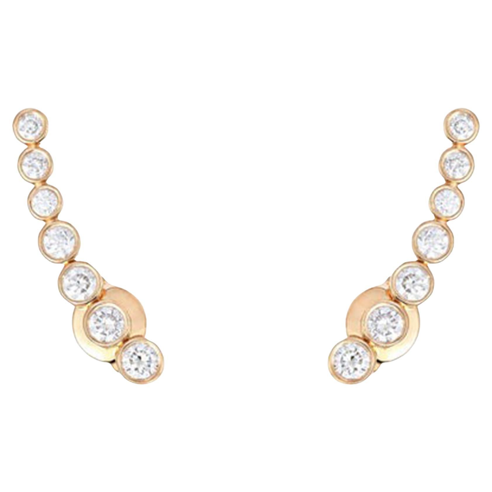 Emerald Gradient Climber 14K (or 18k upon request) White Gold Earrings For Sale