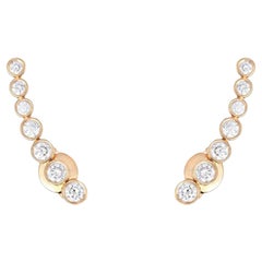 Emerald Gradient Climber 14K (or 18k upon request) White Gold Earrings