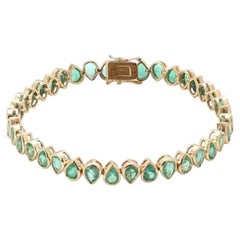10.83ct Round Emerald Yellow Gold Bracelet