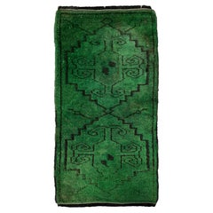 Emerald Green Anatolian Mini Rug • Handmade Turkish Bathmat / Doormat • 20x43 Emerald Green Anatolian Mini Rug • Handmade Turkish Bathmat / Doormat • 20x43