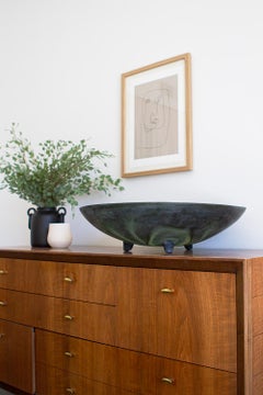Emerald Green and Black Footed Resin Centerpiece by Monica Calderon