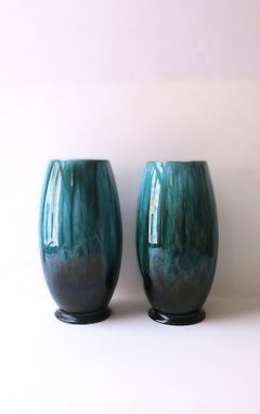 Emerald Green McCoy Pottery Vases, Pair