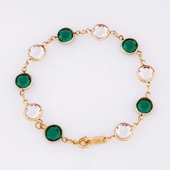 Smaragdgrünes und klares Kristallarmband mit Lünettenfassung von Swarovski, 1970er Jahre