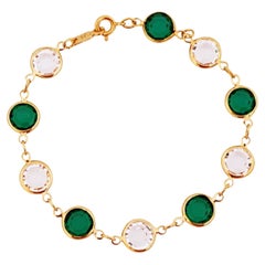 Emerald Green and Clear Crystal Bezel Set Bracelet By Swarovski, 1970s