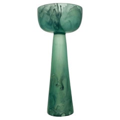 Emerald Green and Clear High Resin Pedestal Bowl by Monica Calderon