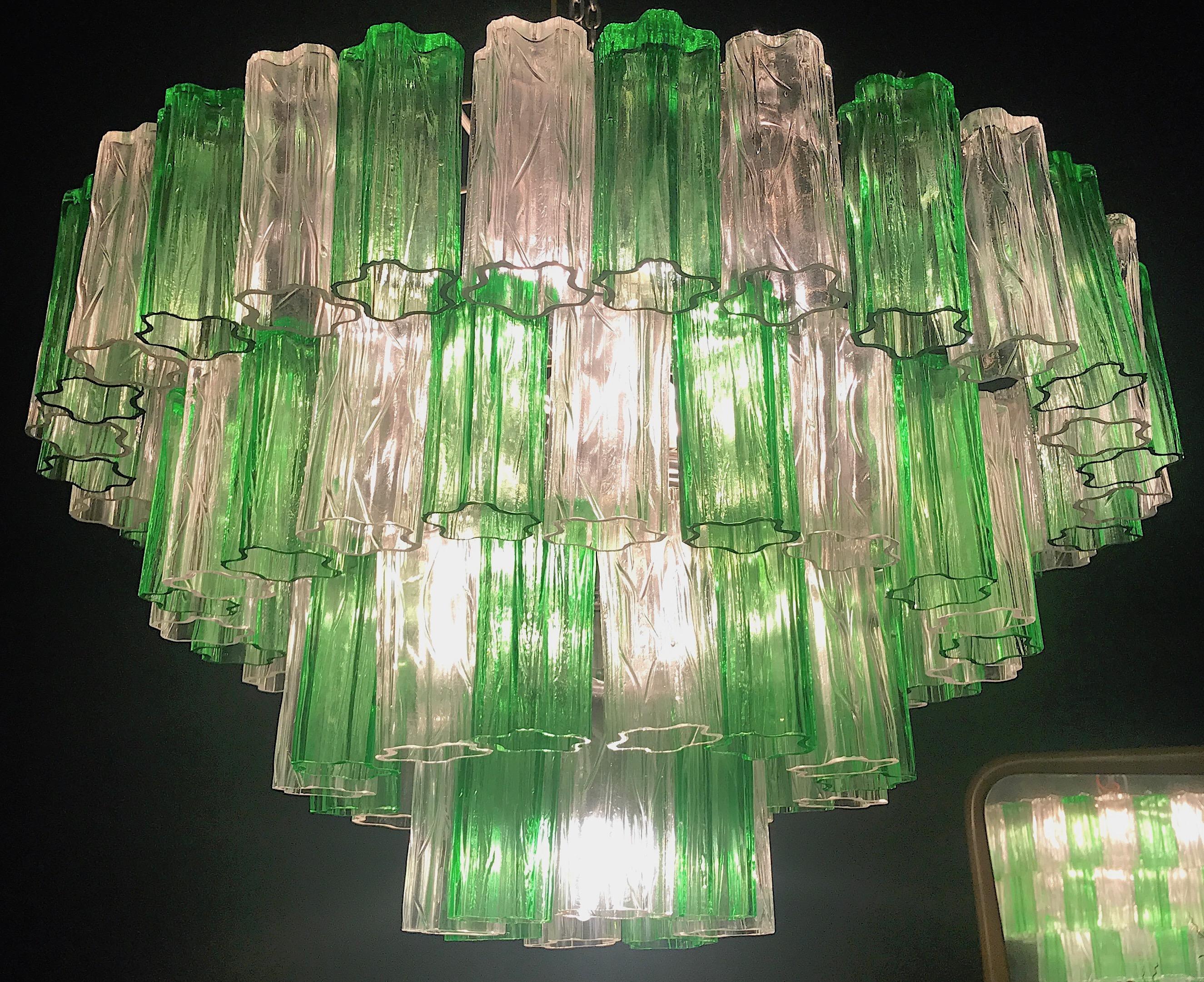Emerald Green and Ice Color Modern Murano Glass Chandelier or Flush Mount For Sale 3