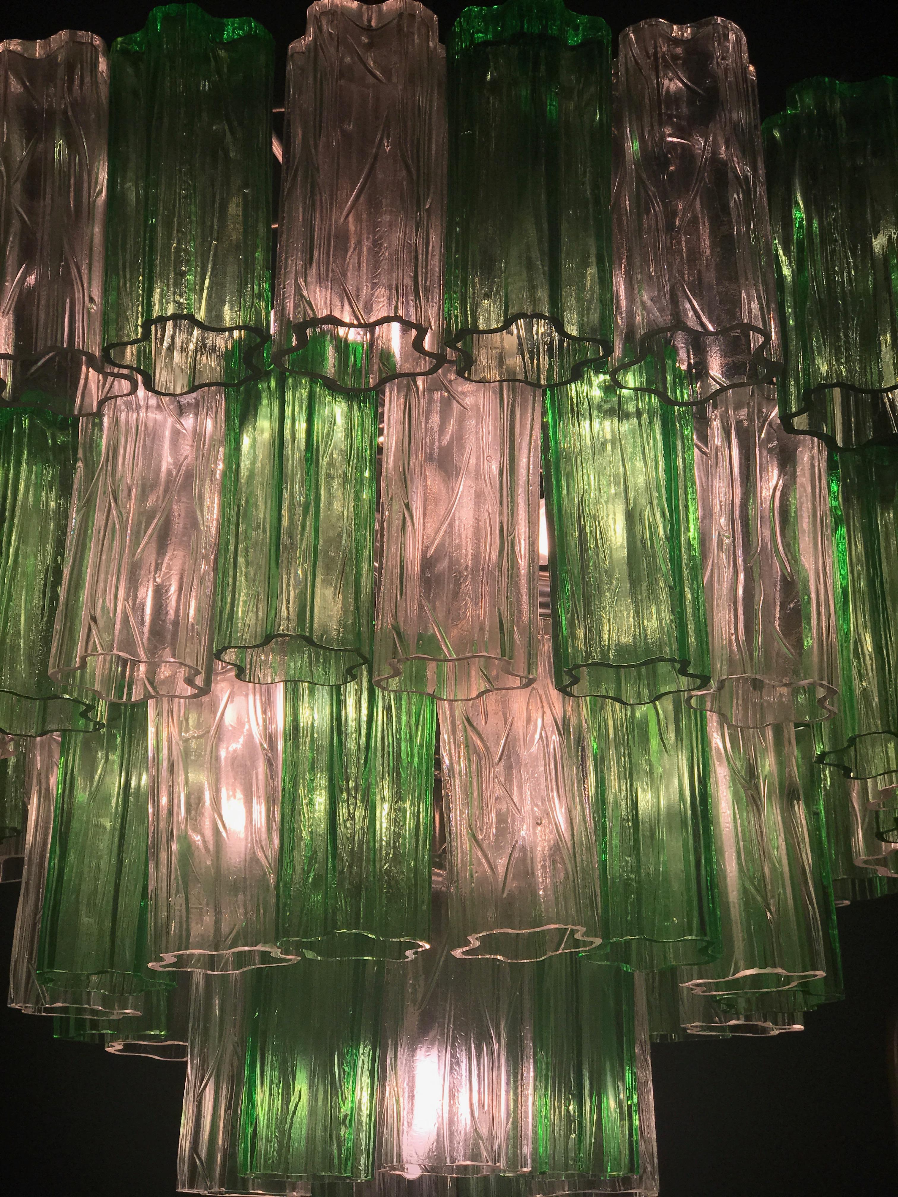 Emerald Green and Ice Color Modern Murano Glass Chandelier or Flush Mount For Sale 4