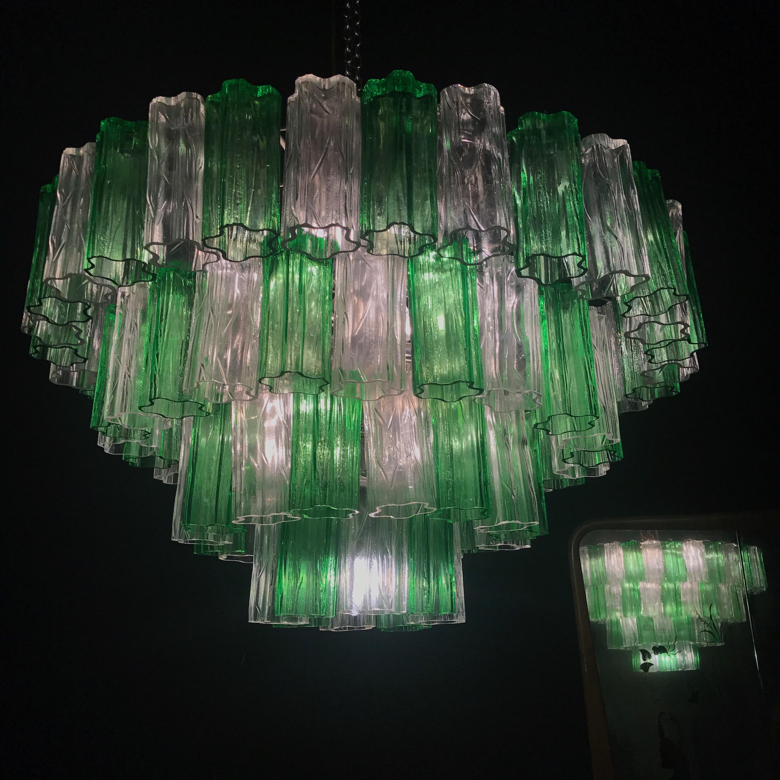 Emerald Green and Ice Color Modern Murano Glass Chandelier or Flush Mount For Sale 7