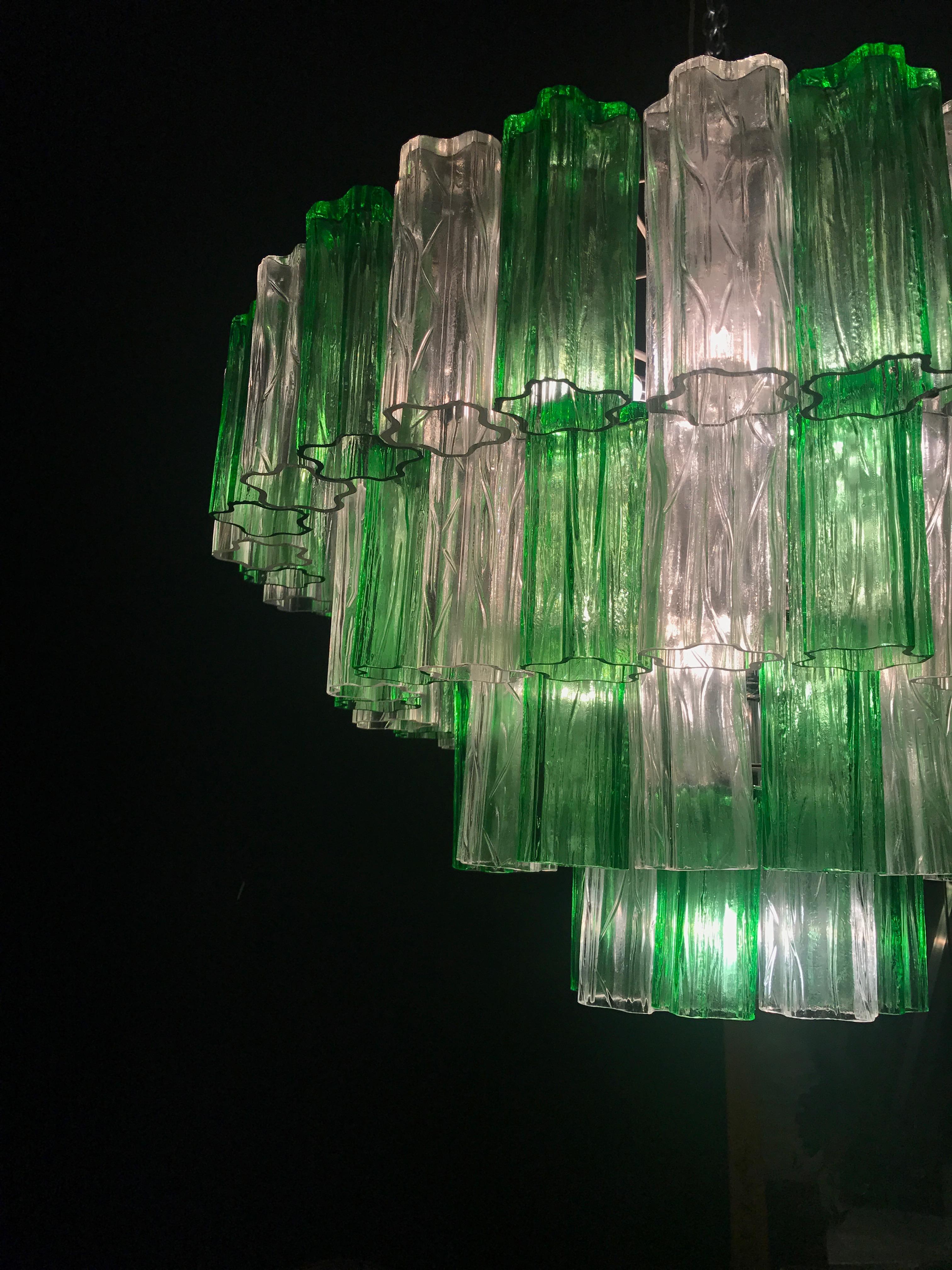 Emerald Green and Ice Color Modern Murano Glass Chandelier or Flush Mount For Sale 9