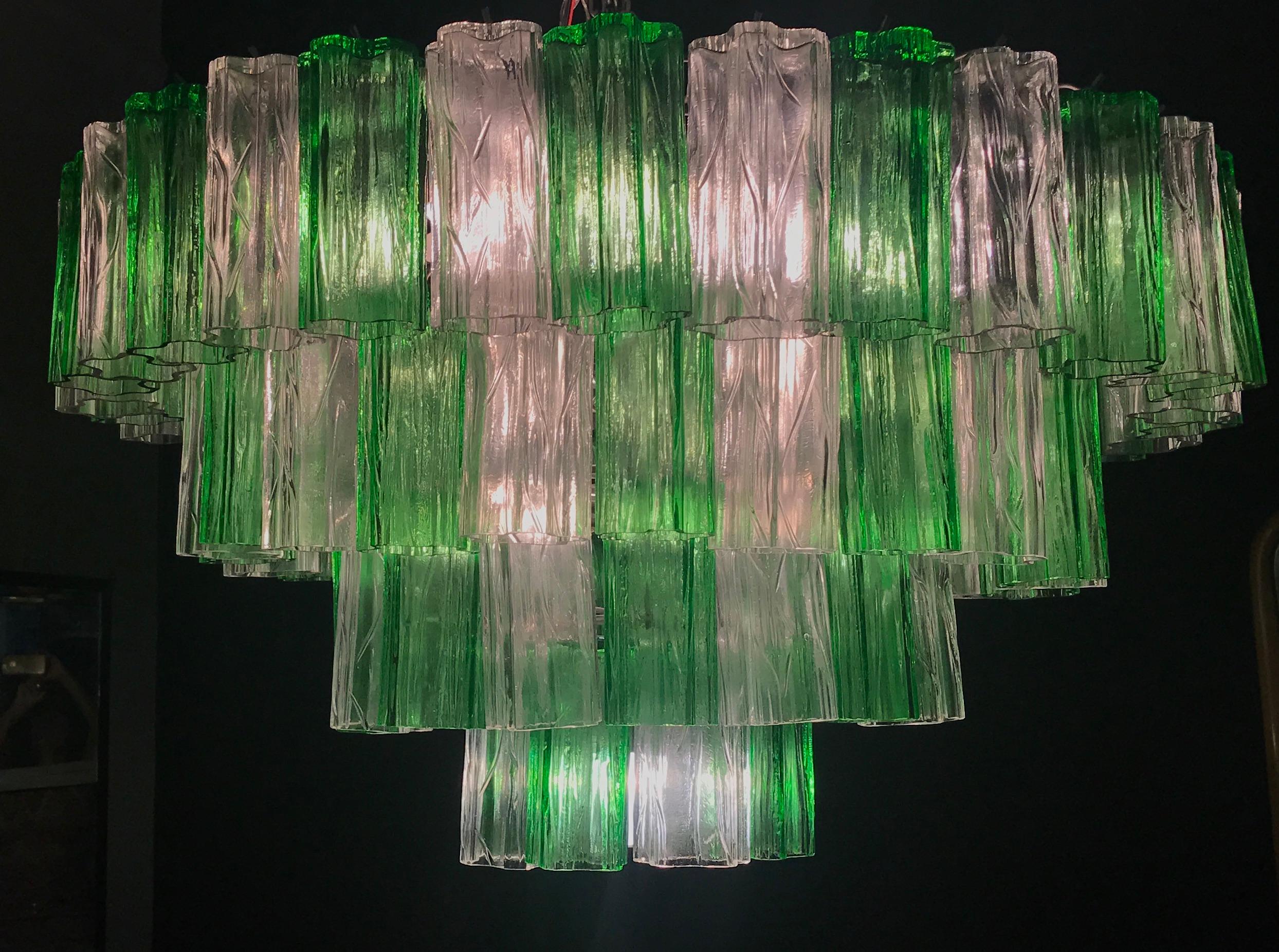 Emerald Green and Ice Color Modern Murano Glass Chandelier or Flush Mount For Sale 11