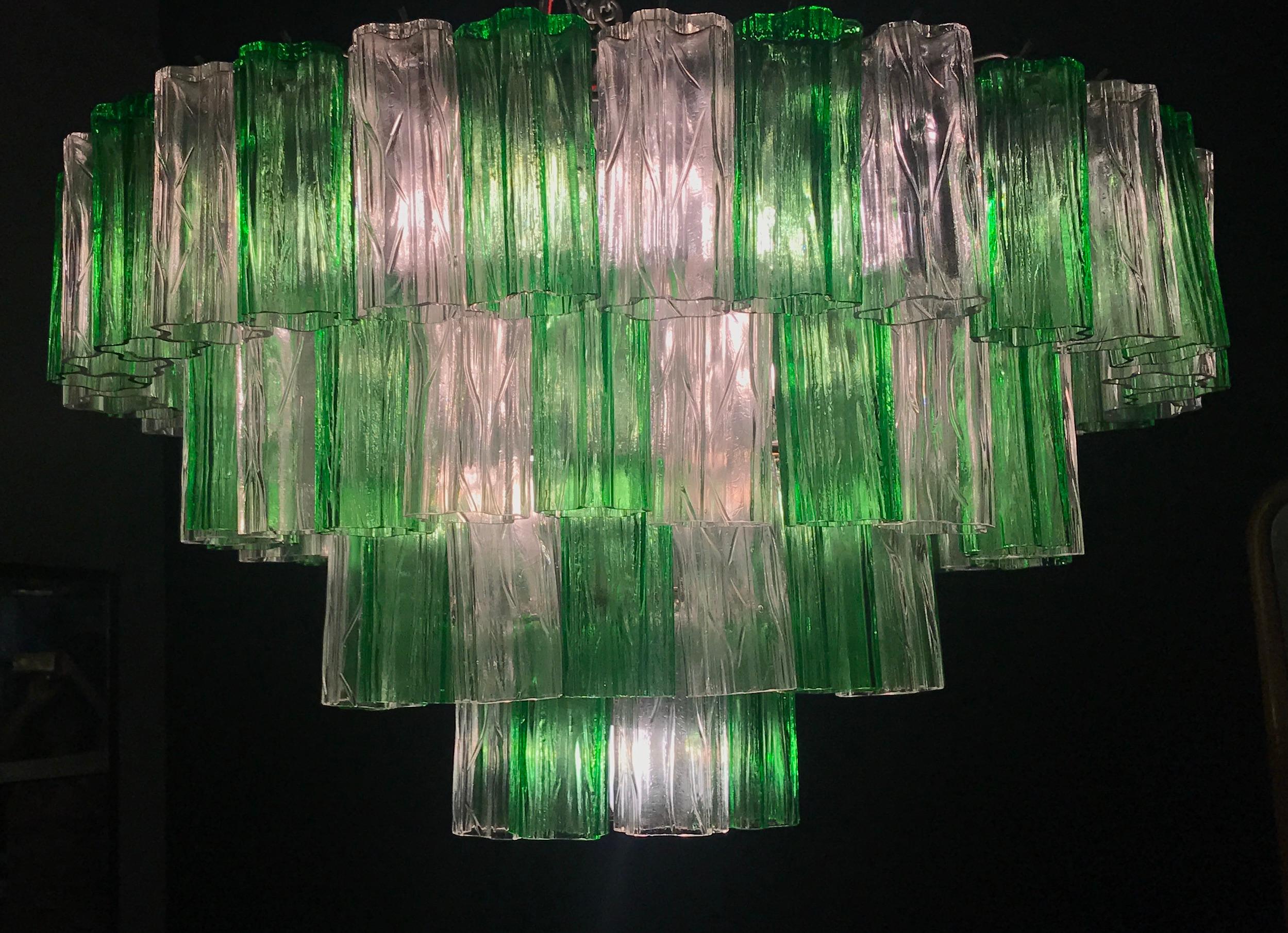 Emerald Green and Ice Color Modern Murano Glass Chandelier or Flush Mount For Sale 12