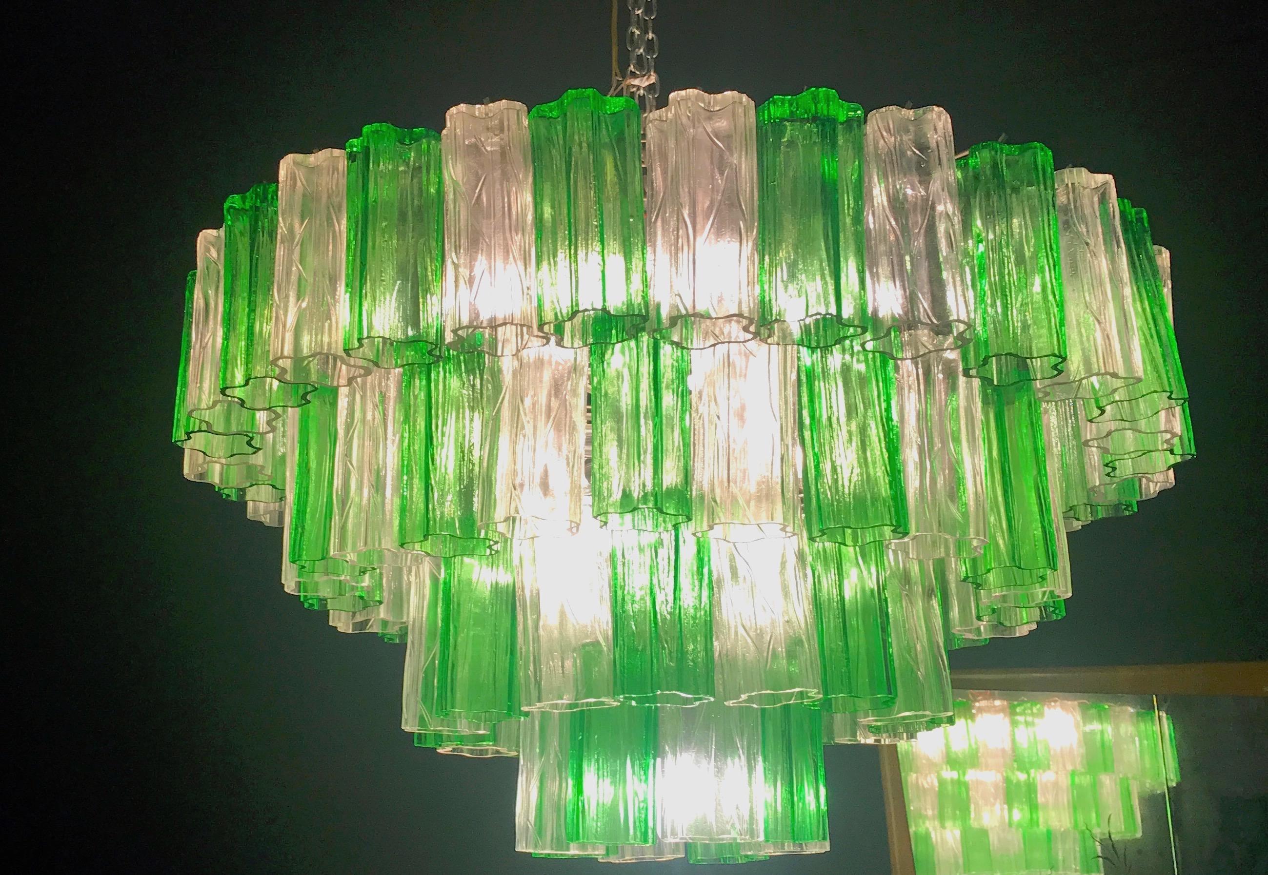 Emerald Green and Ice Color Modern Murano Glass Chandelier or Flush Mount For Sale 1