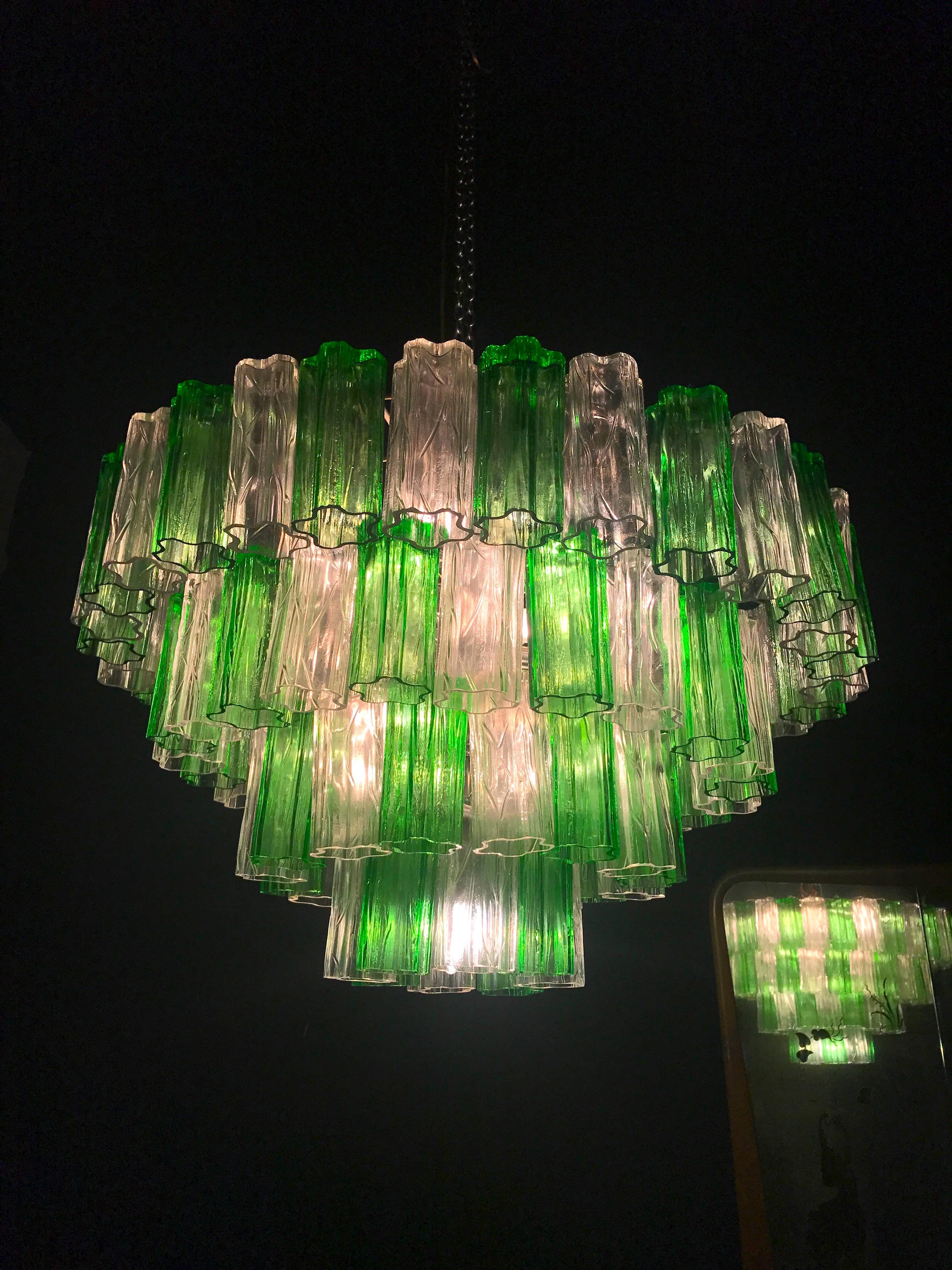 Emerald Green and Ice Color Modern Murano Glass Chandelier or Flush Mount For Sale 2