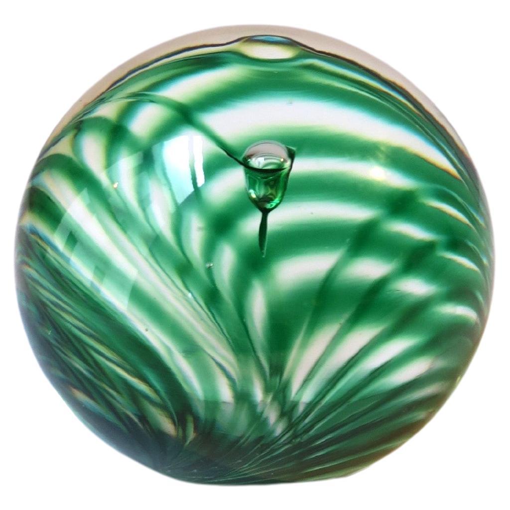 Emerald Green Art Glass Ball Sphere Paperweight Decorative Object