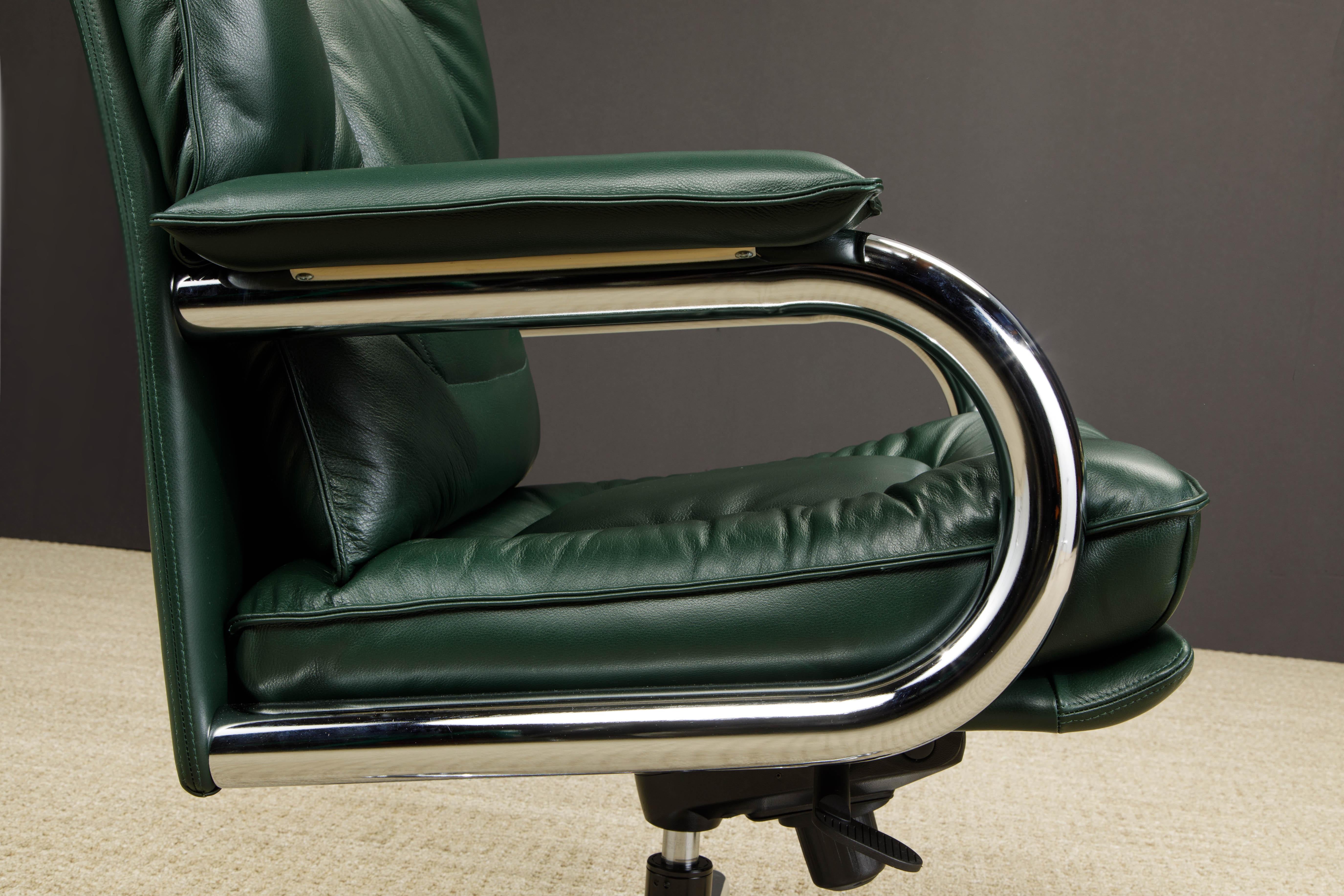 Chaise de bureau Big de Guido Faleschini pour Mariani en cuir vert émeraude en vente 3
