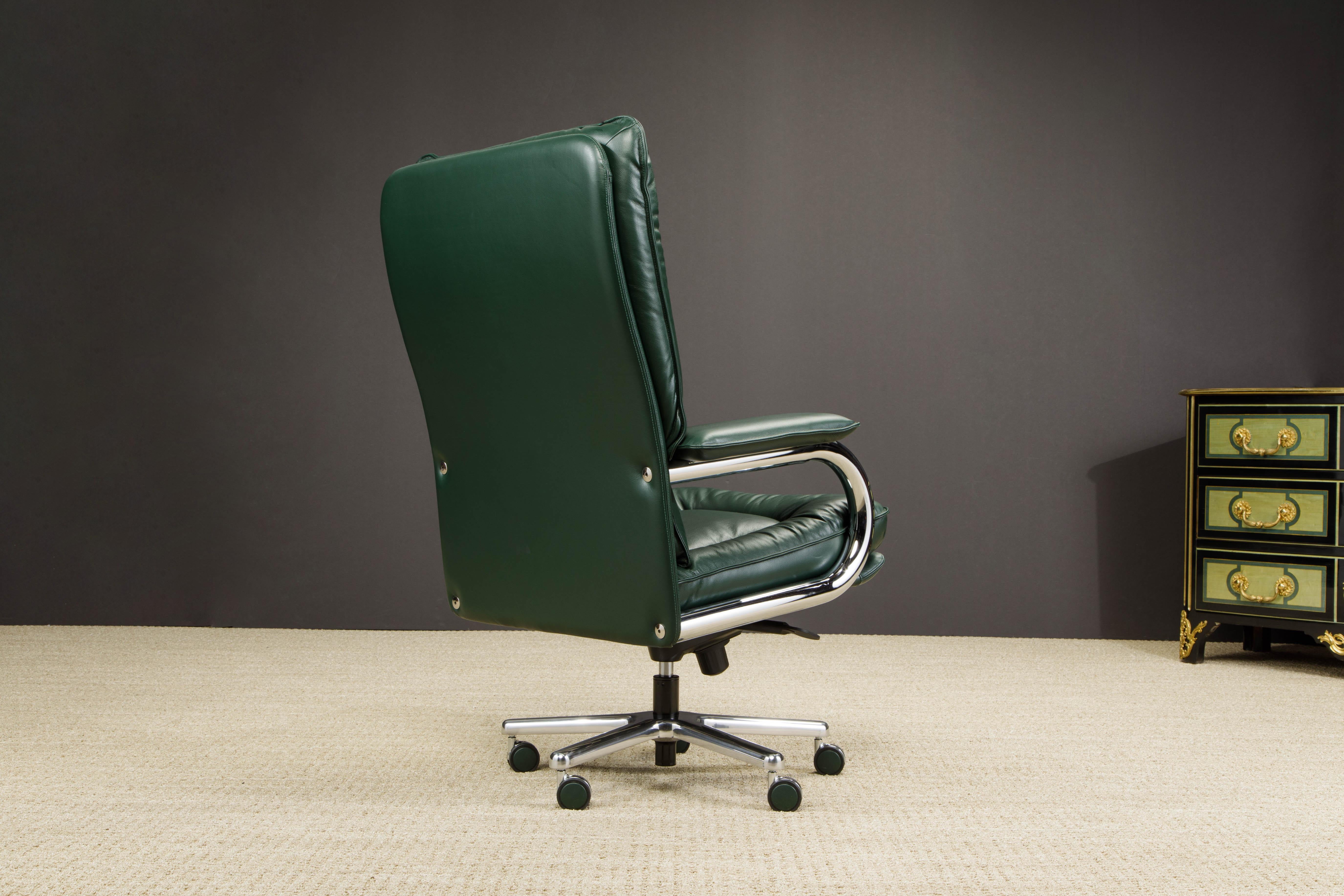 Chaise de bureau Big de Guido Faleschini pour Mariani en cuir vert émeraude en vente 4