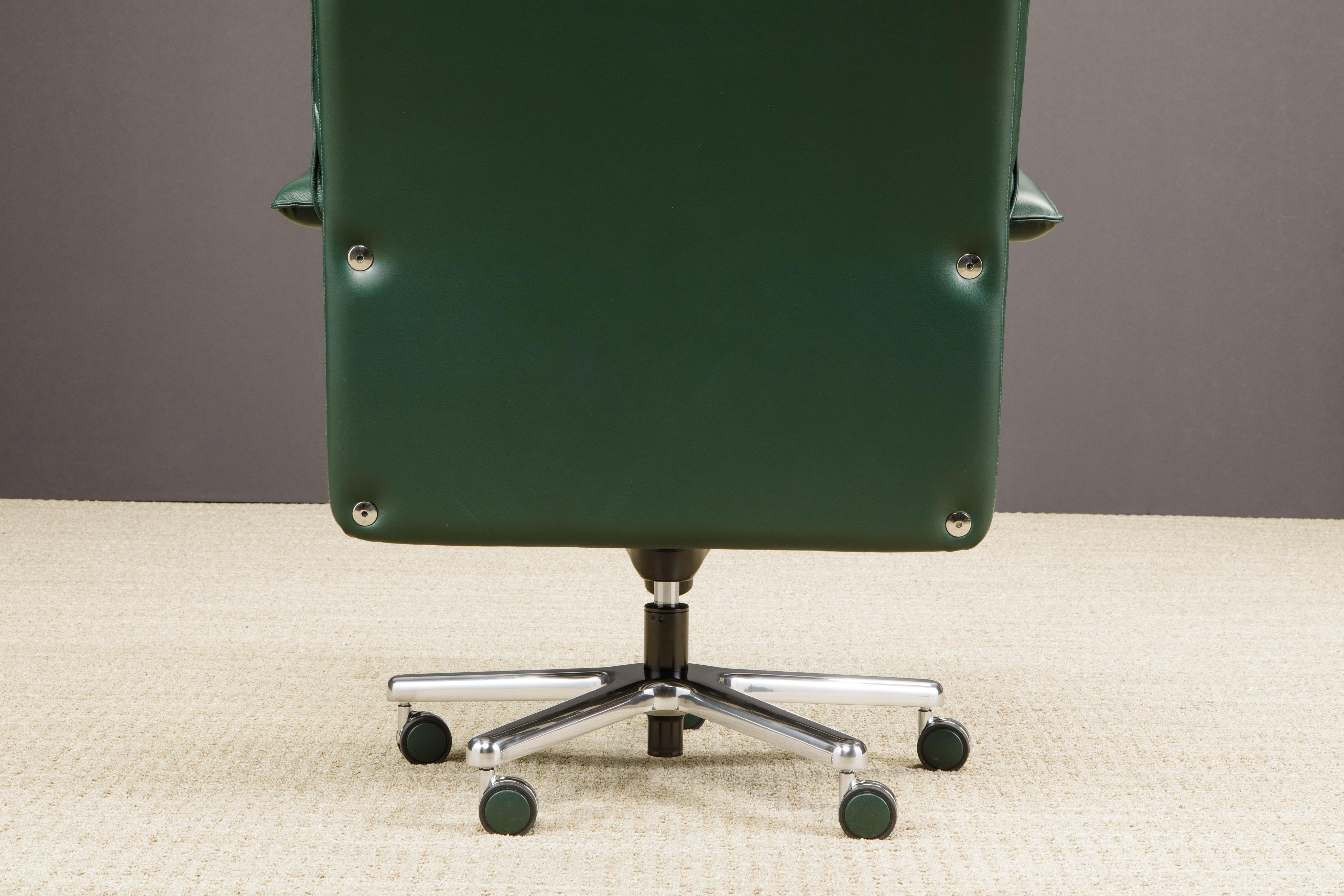 Emerald Green 'Big' by Guido Faleschini for Mariani Leather Executive Desk Chair For Sale 7