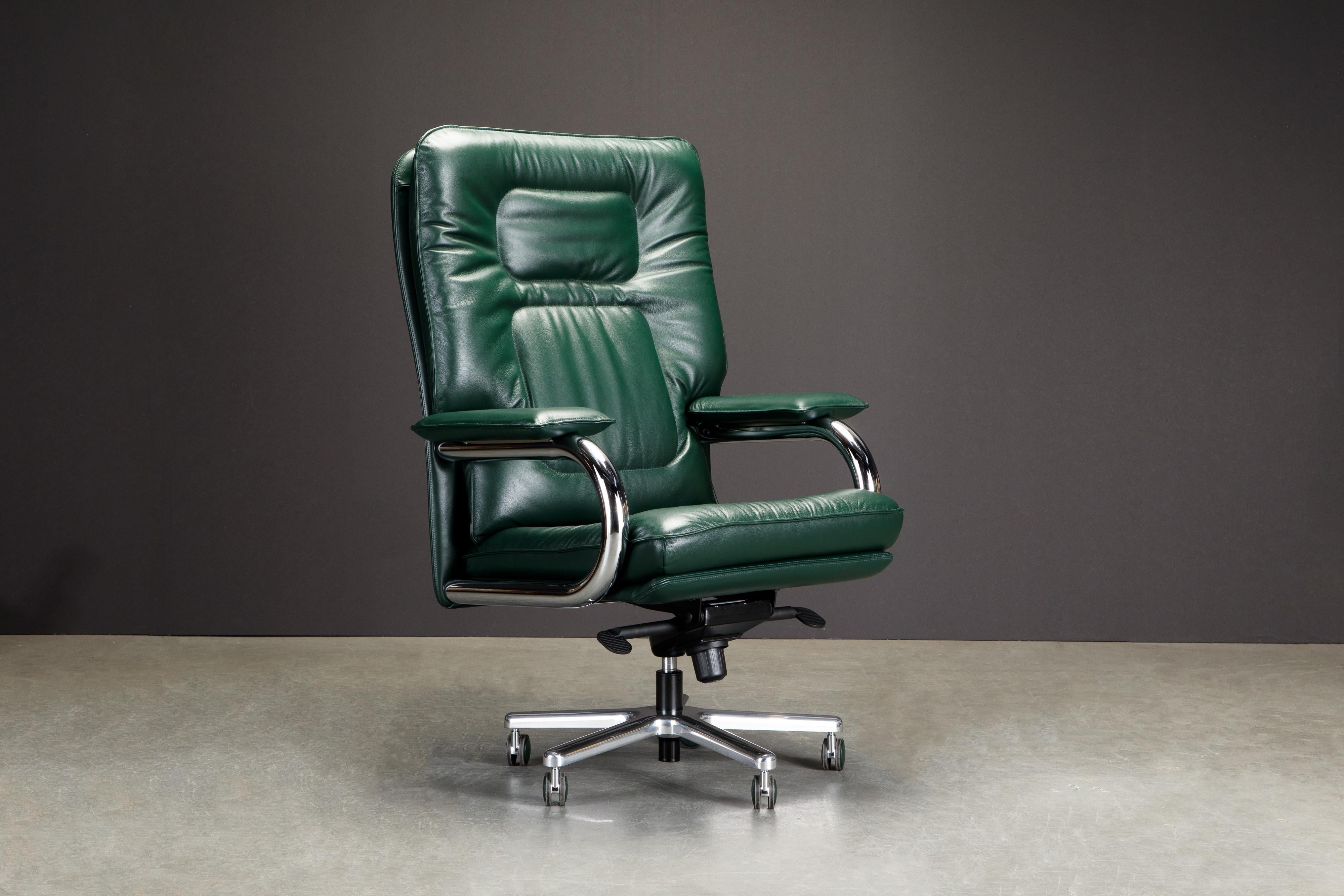 Chaise de bureau Big de Guido Faleschini pour Mariani en cuir vert émeraude en vente 9