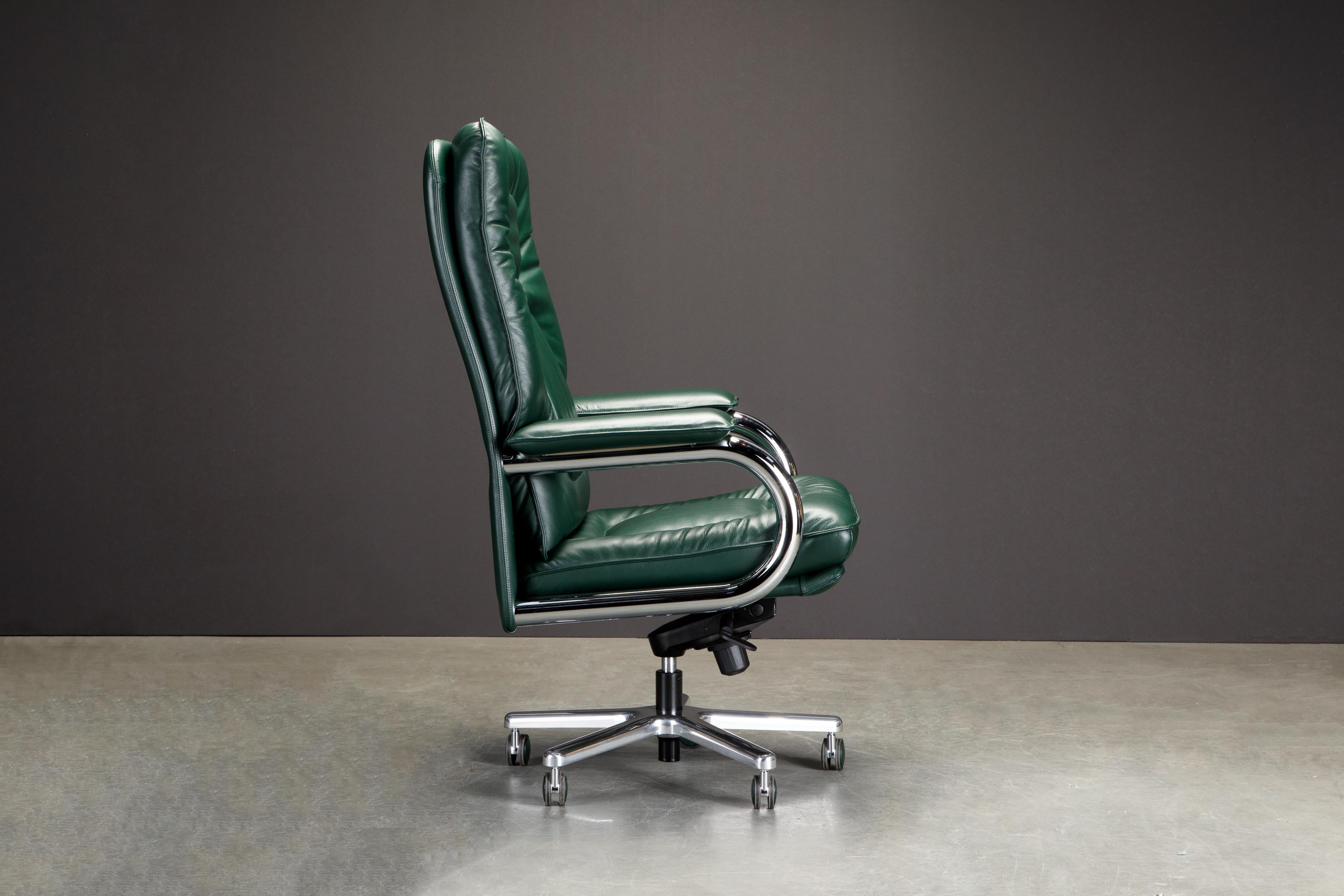 Emerald Green 'Big' by Guido Faleschini for Mariani Leather Executive Desk Chair For Sale 11