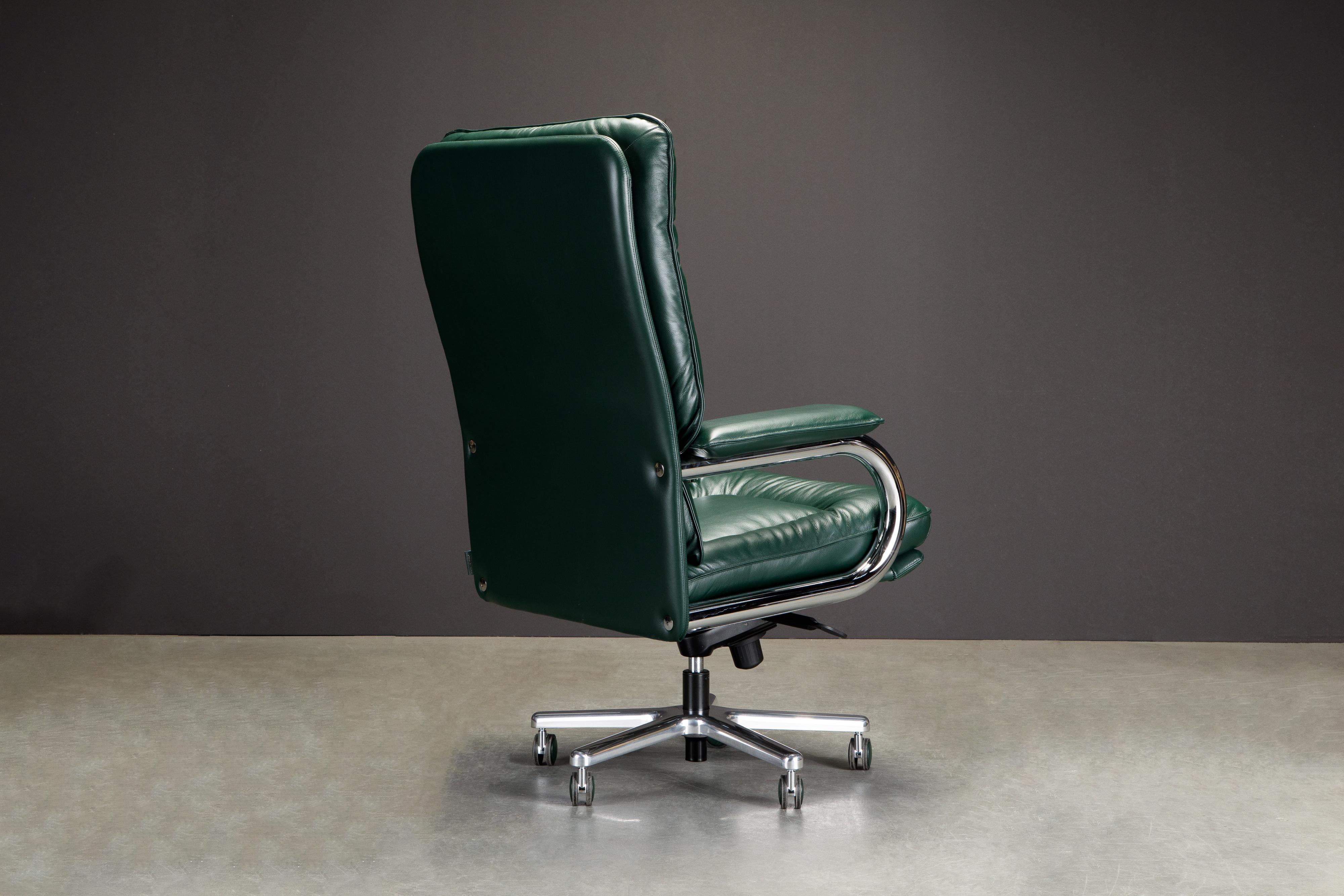 Emerald Green 'Big' by Guido Faleschini for Mariani Leather Executive Desk Chair For Sale 12