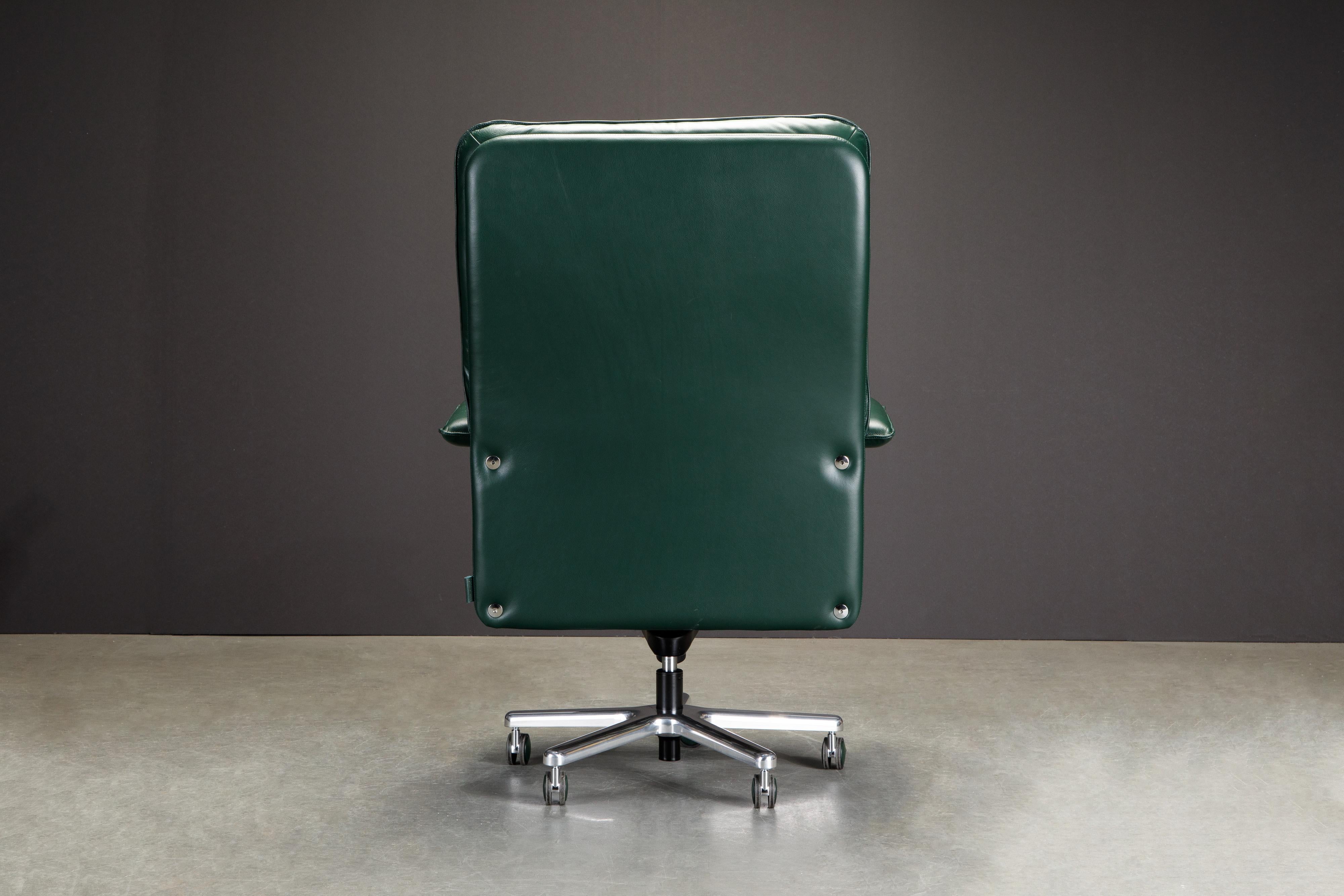 Emerald Green 'Big' by Guido Faleschini for Mariani Leather Executive Desk Chair For Sale 13