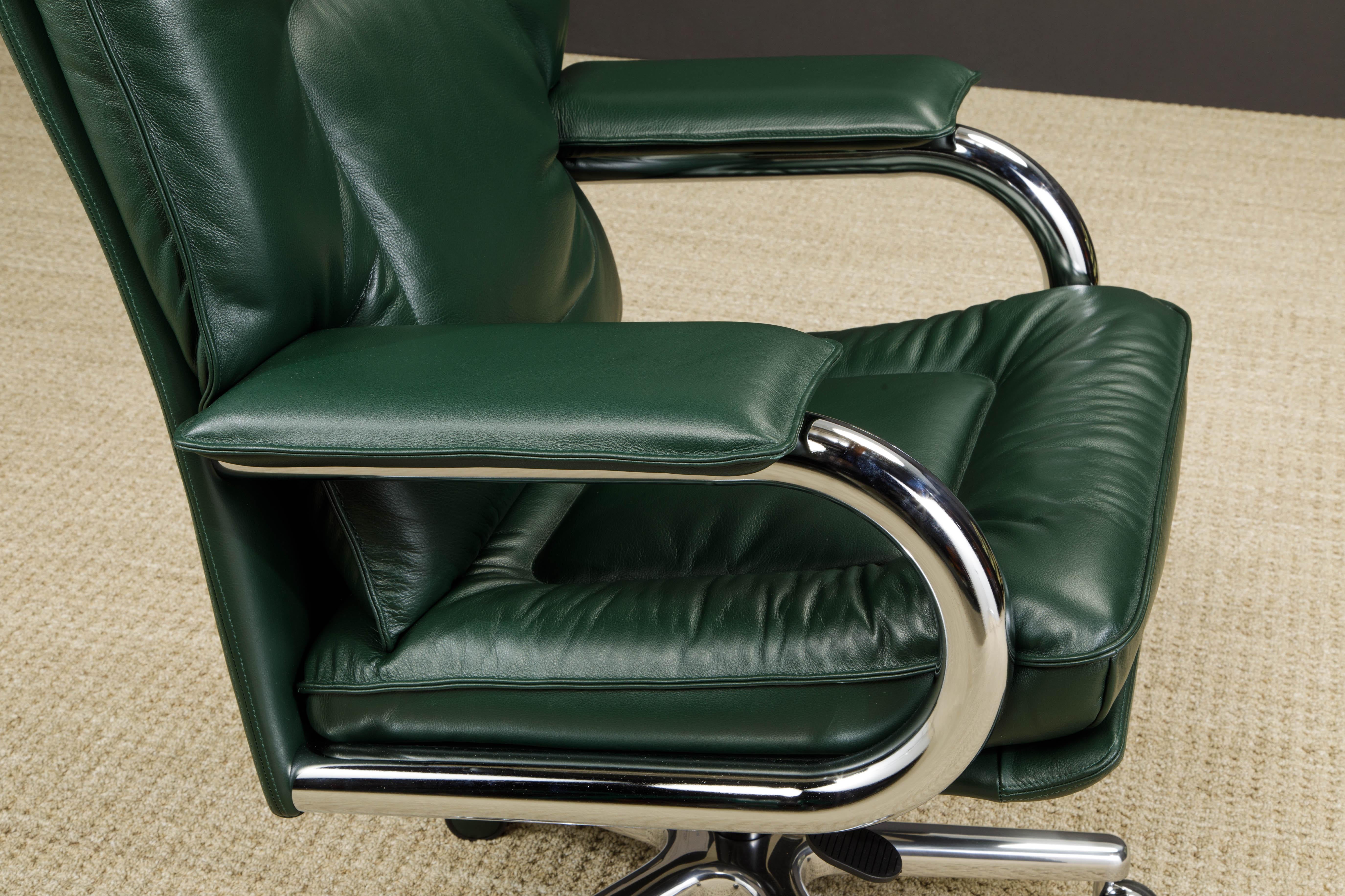 Chaise de bureau Big de Guido Faleschini pour Mariani en cuir vert émeraude en vente 2