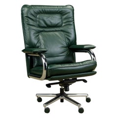 Chaise de bureau Big de Guido Faleschini pour Mariani en cuir vert émeraude