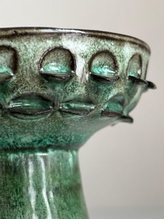 Emerald Green Ceramic Candle Holder, Denmark, 1970s