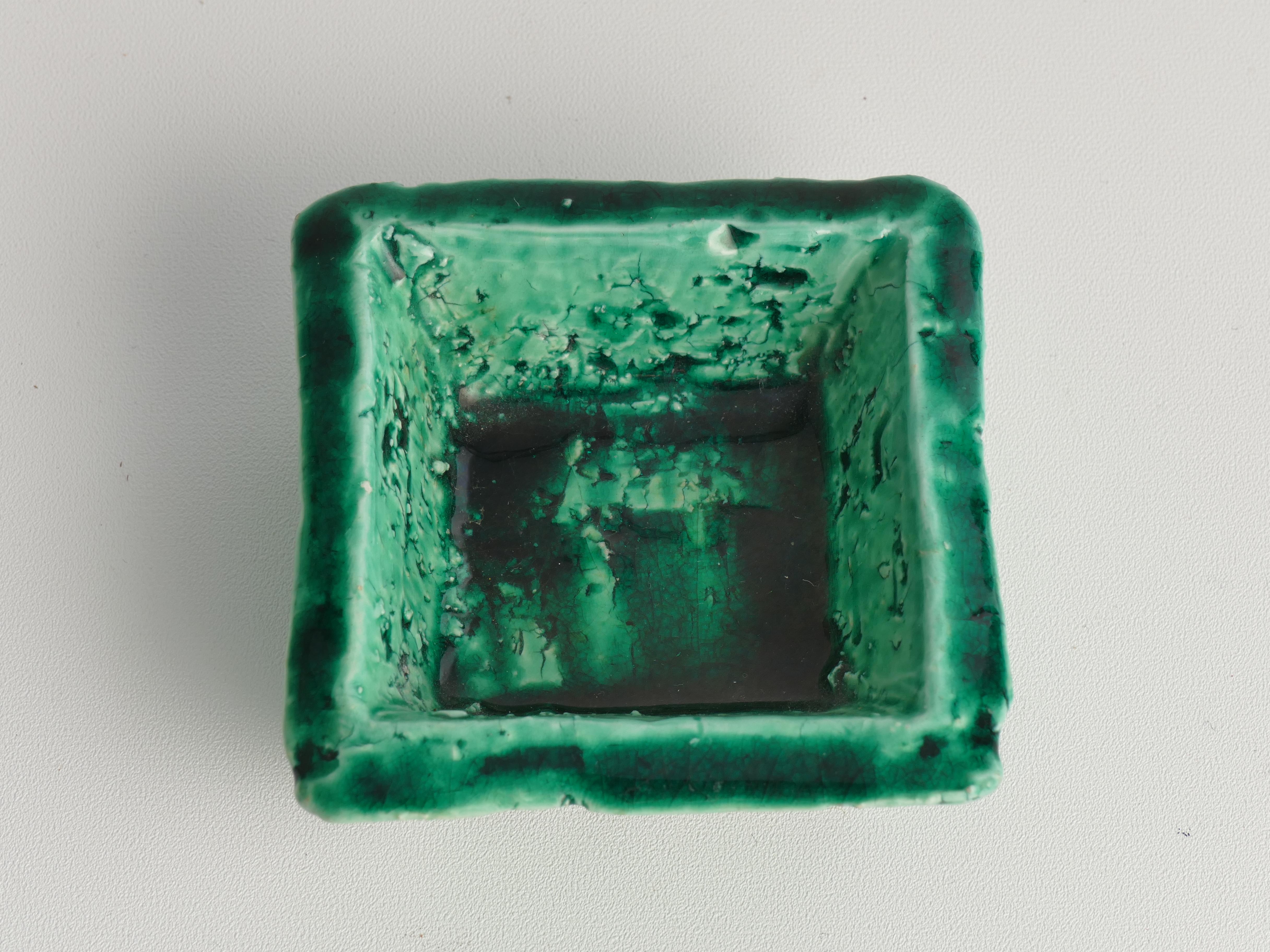 Glazed Emerald Green Chamotte Bowl  by Gunnar Nylund for Rörstrand, Sweden 1960s