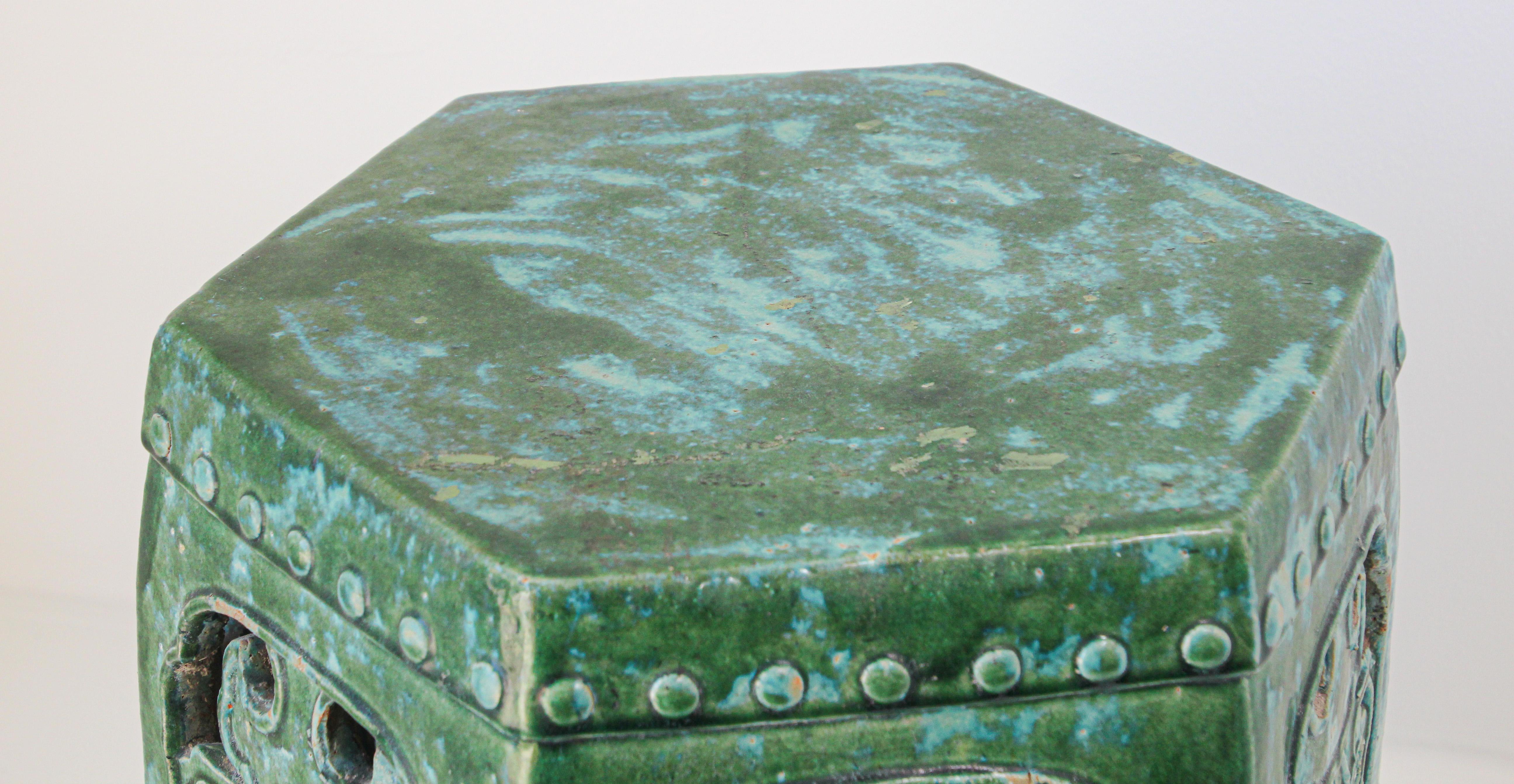 Hand-Crafted Emerald Green Chinese Large Ceramic Garden Stool