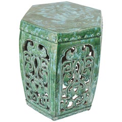 Vintage Emerald Green Chinese Large Ceramic Garden Stool