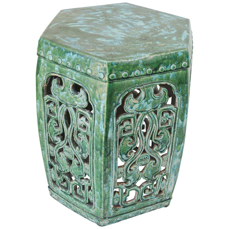 Emerald Green Chinese Large Ceramic Garden Stool at 1stDibs