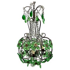 Used Emerald Green Crystals Chandelier