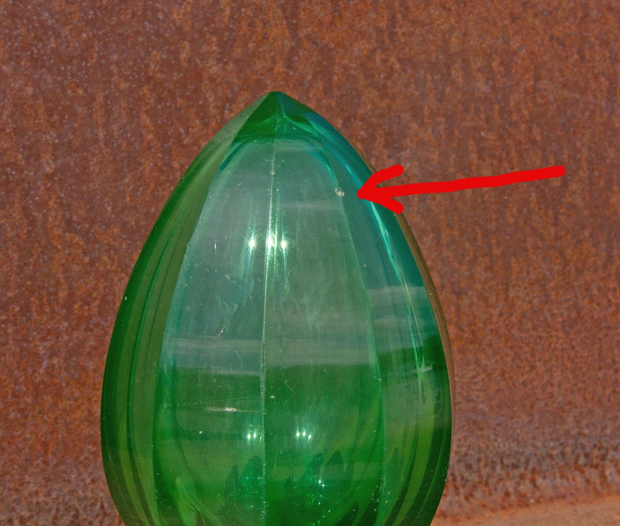 Emerald Green Cut Glass Newel Post Finial In Good Condition In Rochester, NY