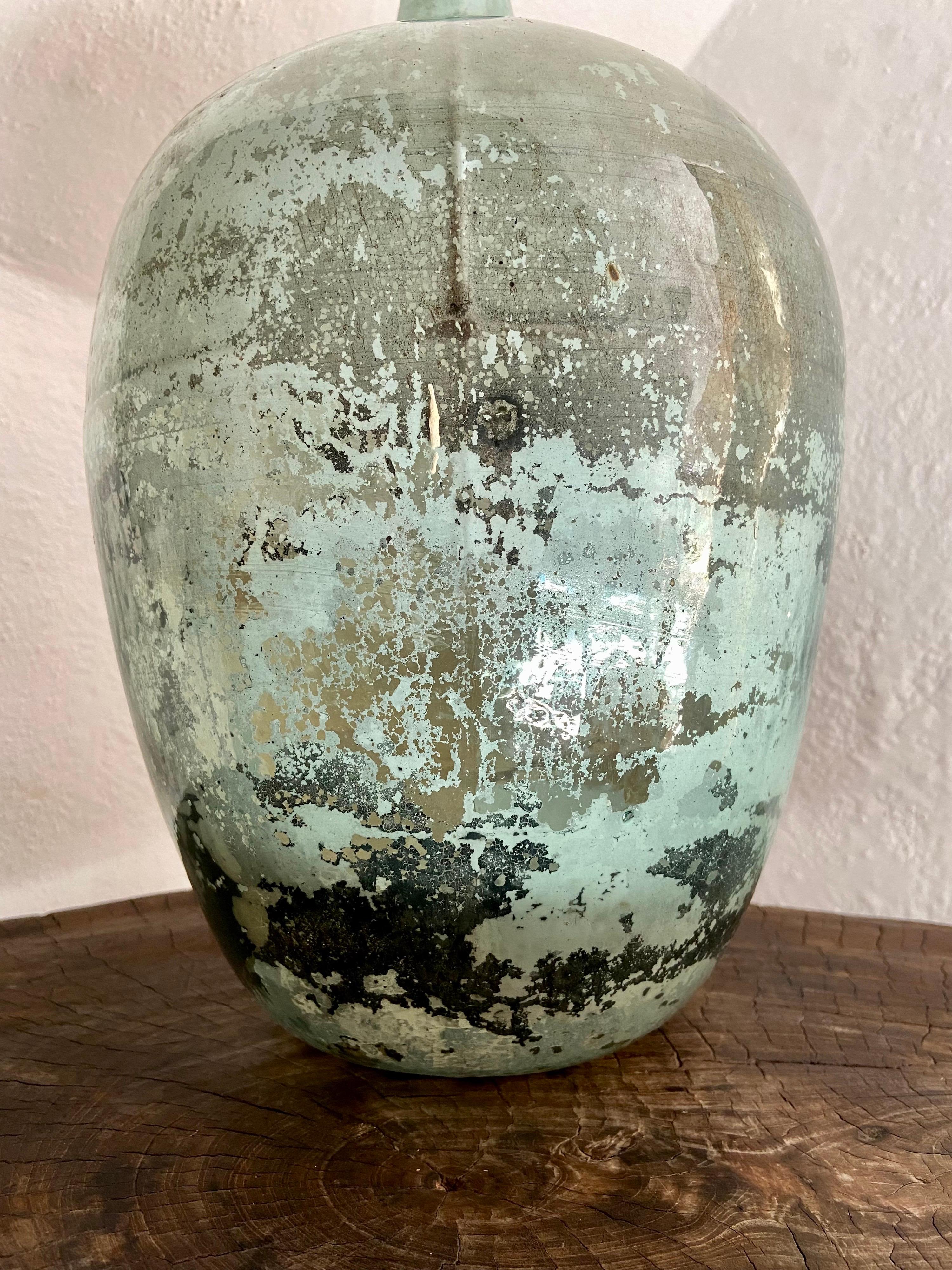 Hand-Crafted Emerald Green Demijohn From Puebla, Mexico, Circa 1930's