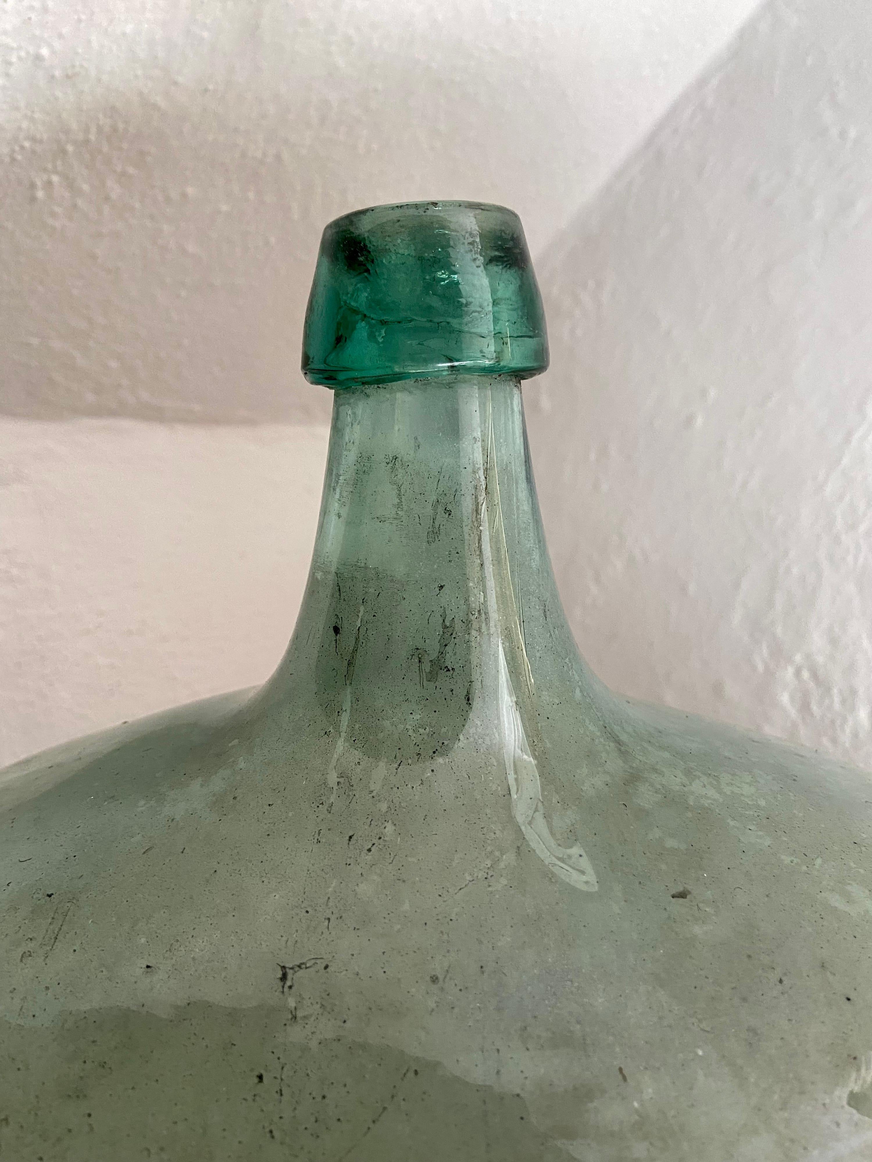 20th Century Emerald Green Demijohn From Puebla, Mexico, Circa 1930's