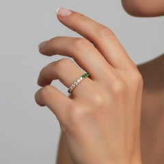 Emerald Green Diamond 14K (or 18k upon request) Gold Gradient Band Ring