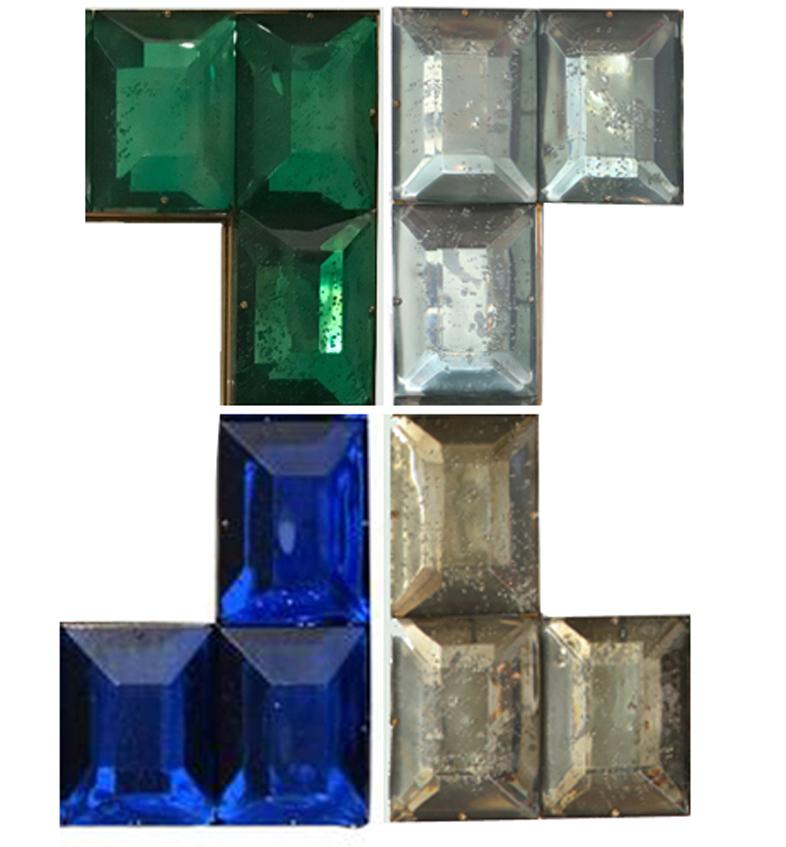 Italian Emerald Green Diamond Murano Glass Mirror