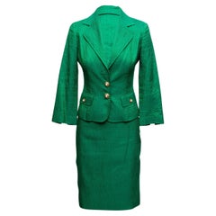 Emerald Green Dolce & Gabbana Silk & Wool-Blend Skirt Suit
