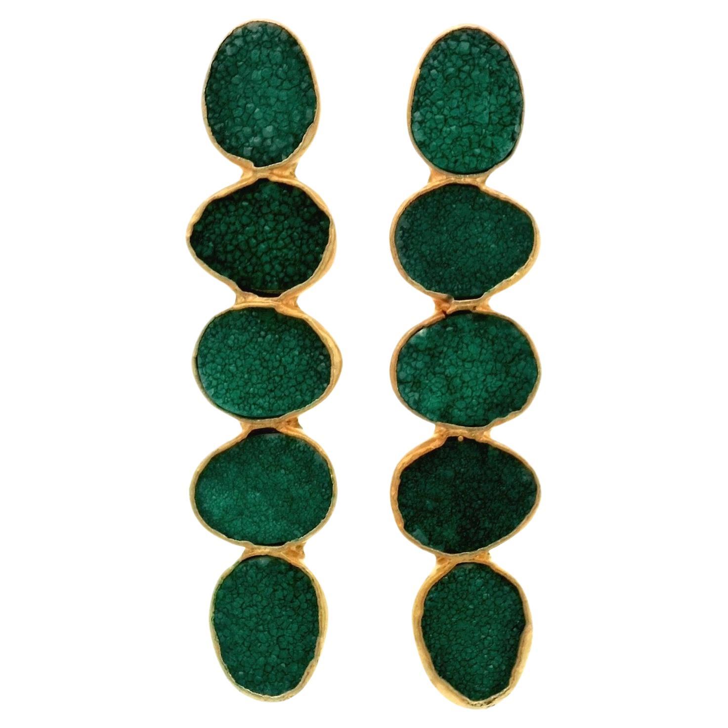 Emerald Green Druzy Earrings For Sale