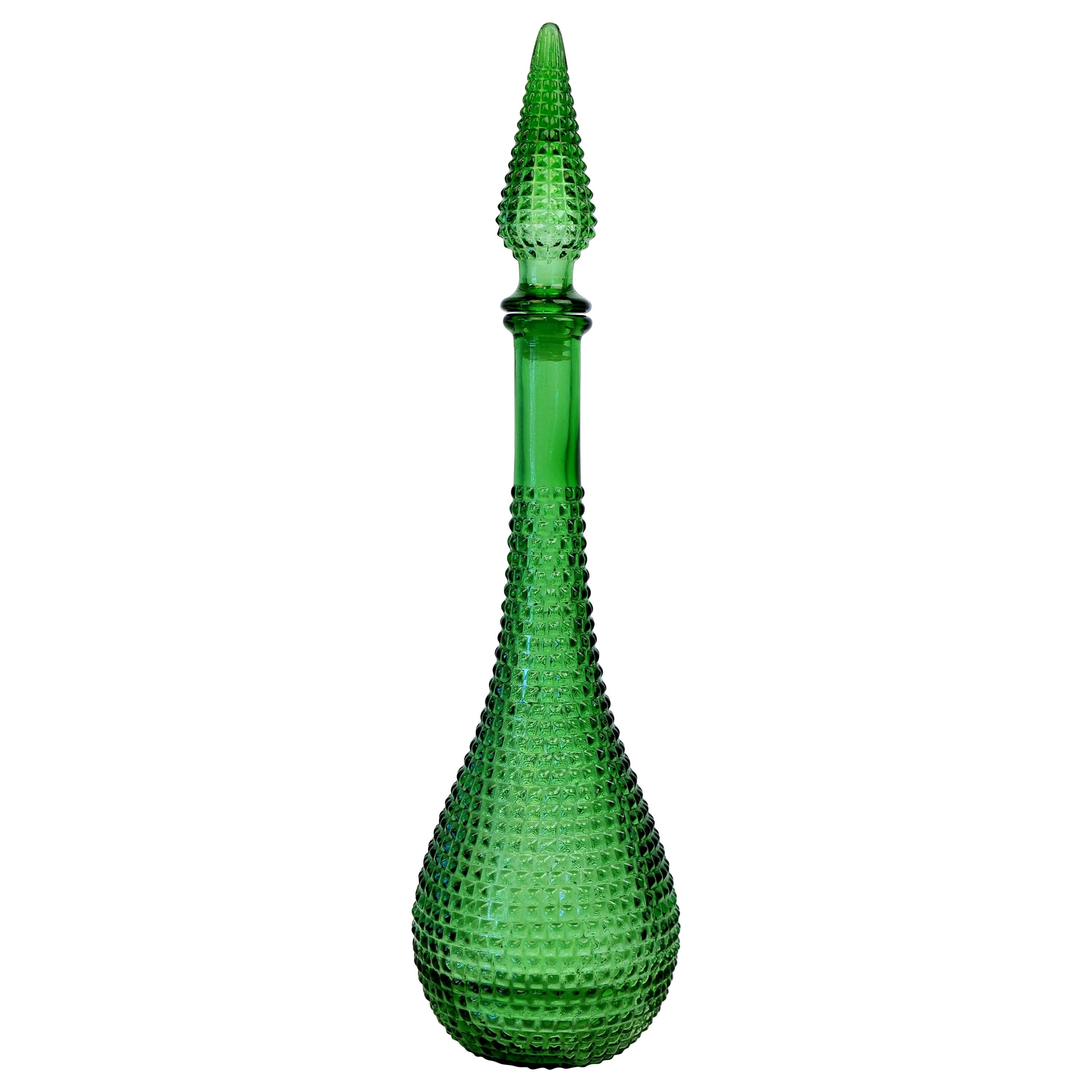 Emerald Green Empoli Glass Tall Decanter