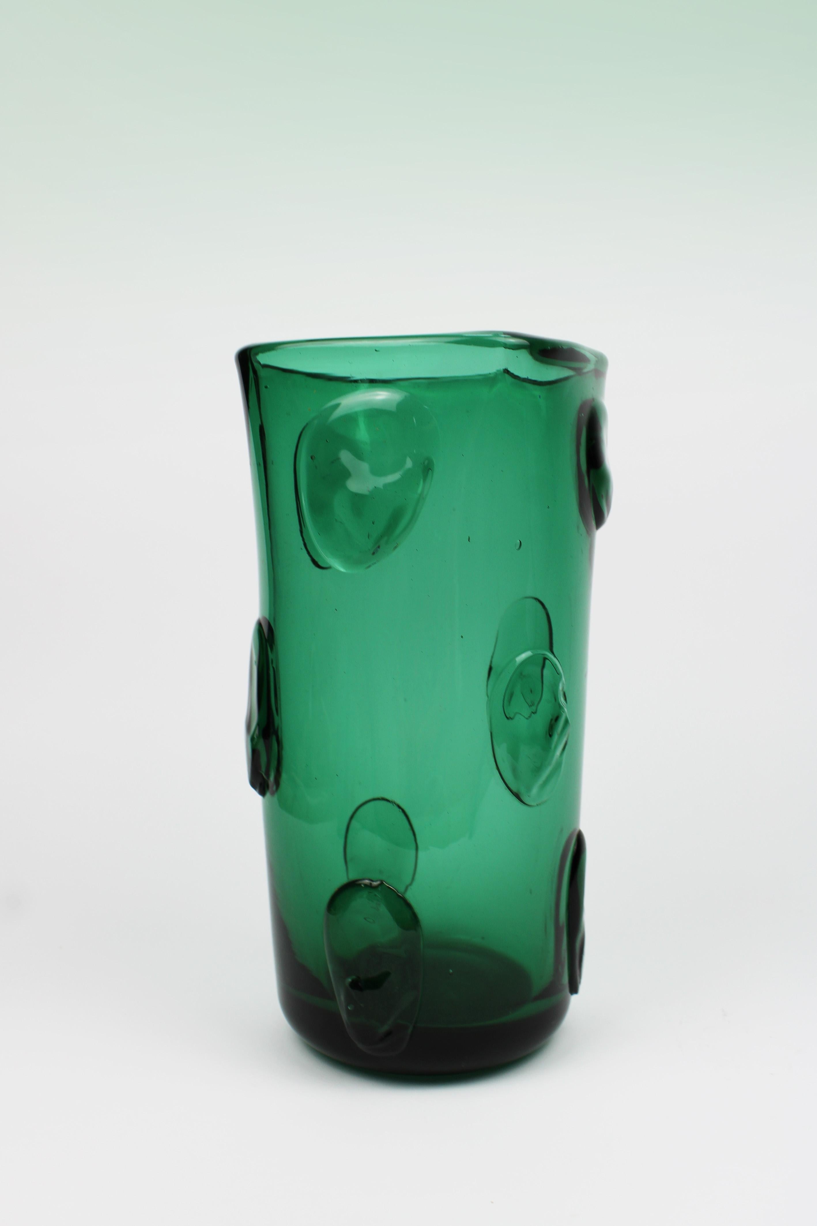 Italian Emerald Green Empoli vase Murano Glass Italy 1960 For Sale