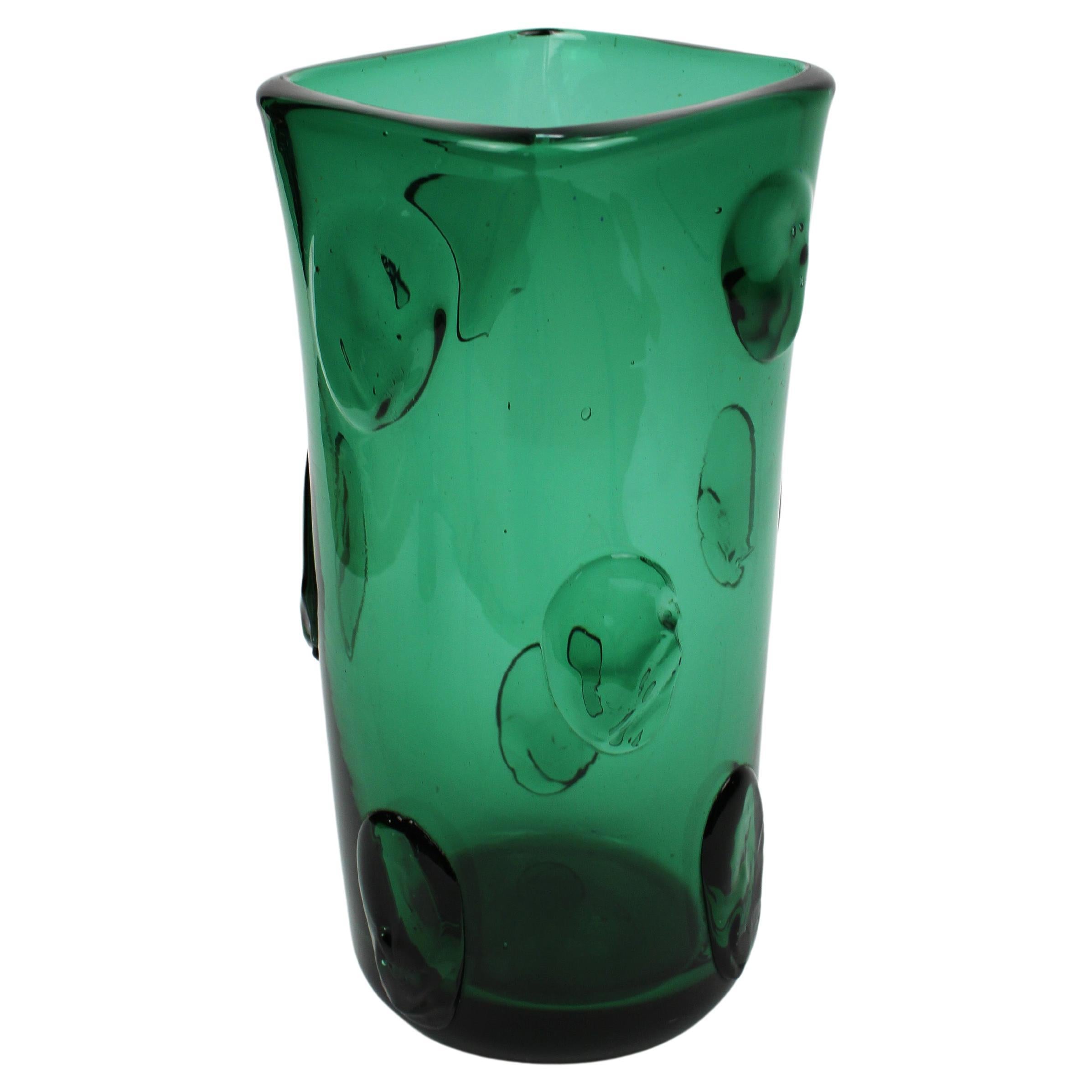Emerald Green Empoli vase Murano Glass Italy 1960
