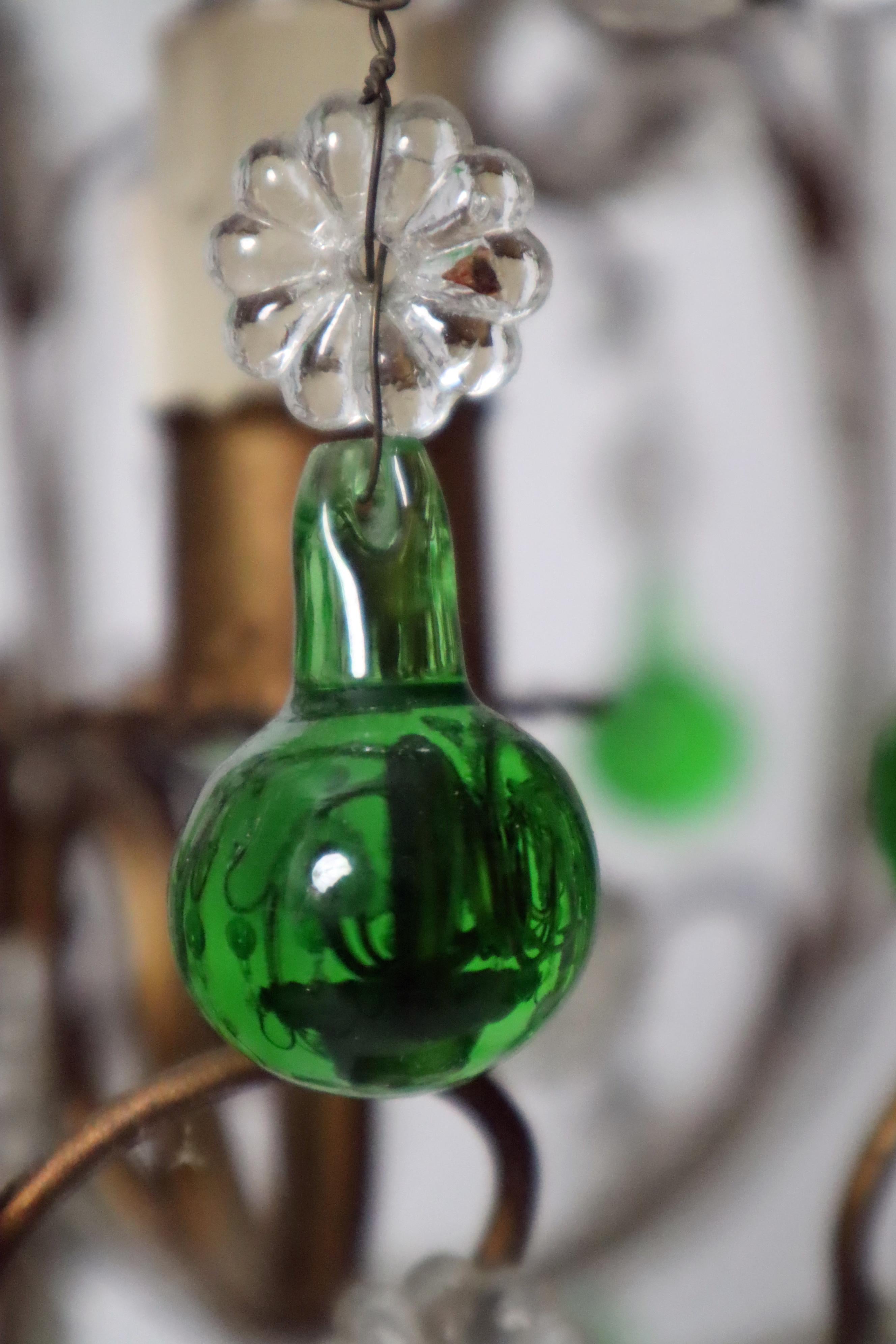 Araña de lágrimas francesa verde esmeralda de los años 50 en venta 2