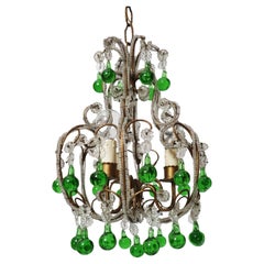 Emerald Green French Teardrop Chandelier From The 1950s