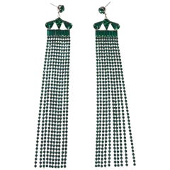 Emerald Green Fringe Crystal Earrings Emerald Green Fringe Crystal Earrings