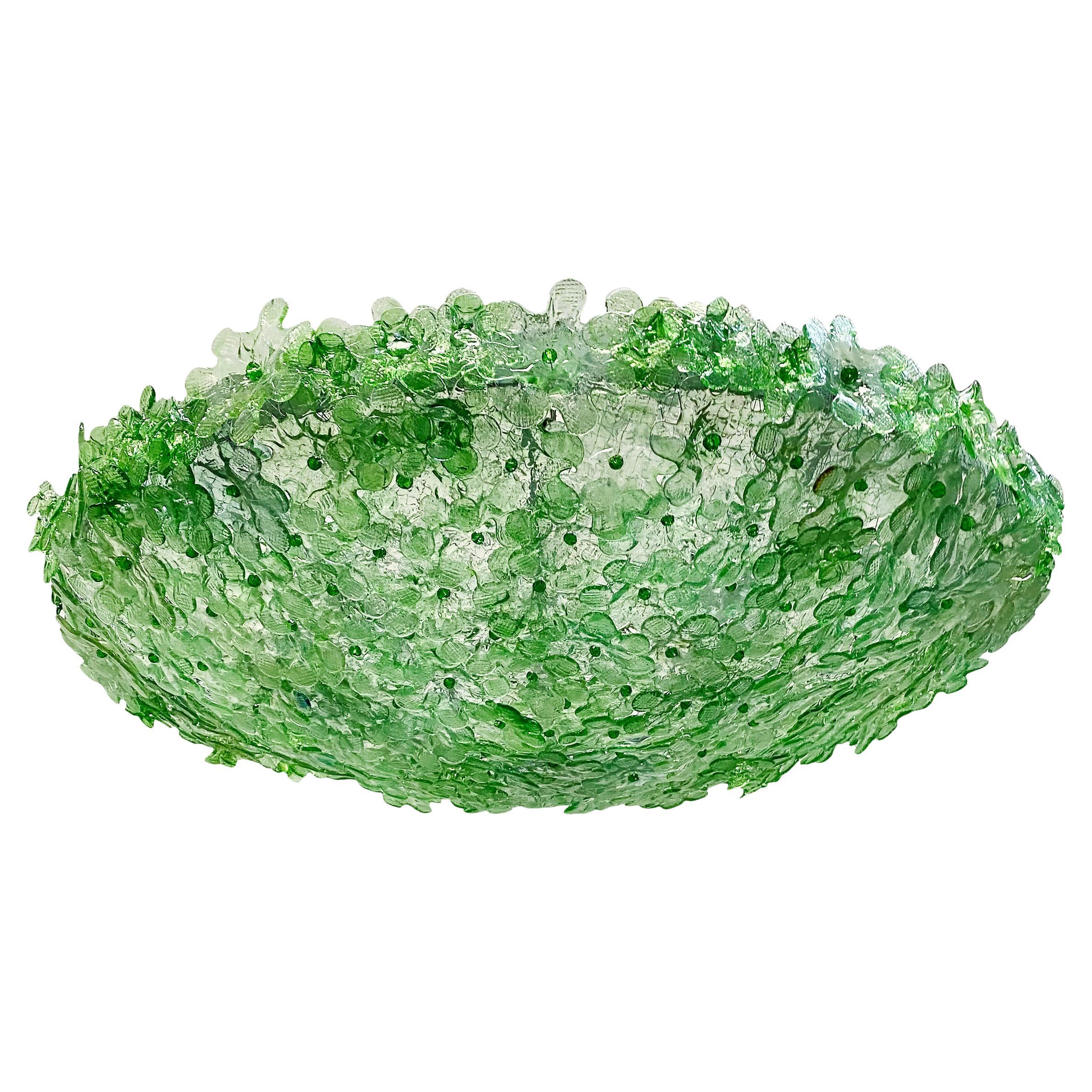 Emerald Green Glass Flower Light Fixture 