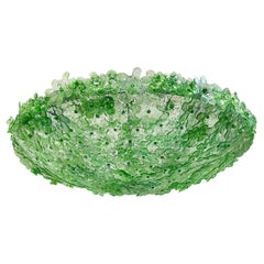 Emerald Green Glass Flower Light Fixture 