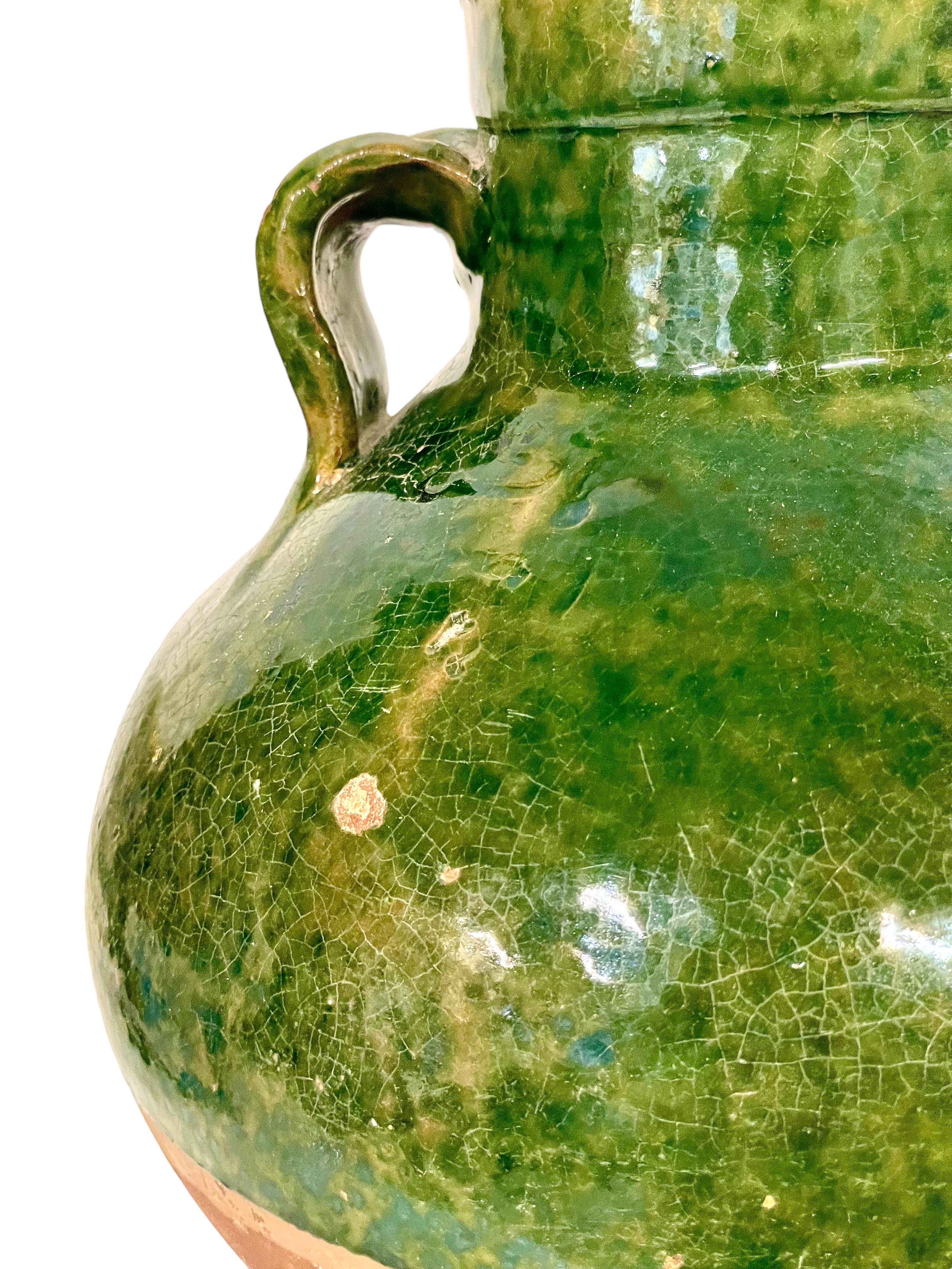 French 19th C. Terracotta Olive Oil Jar with Two Handles For Sale