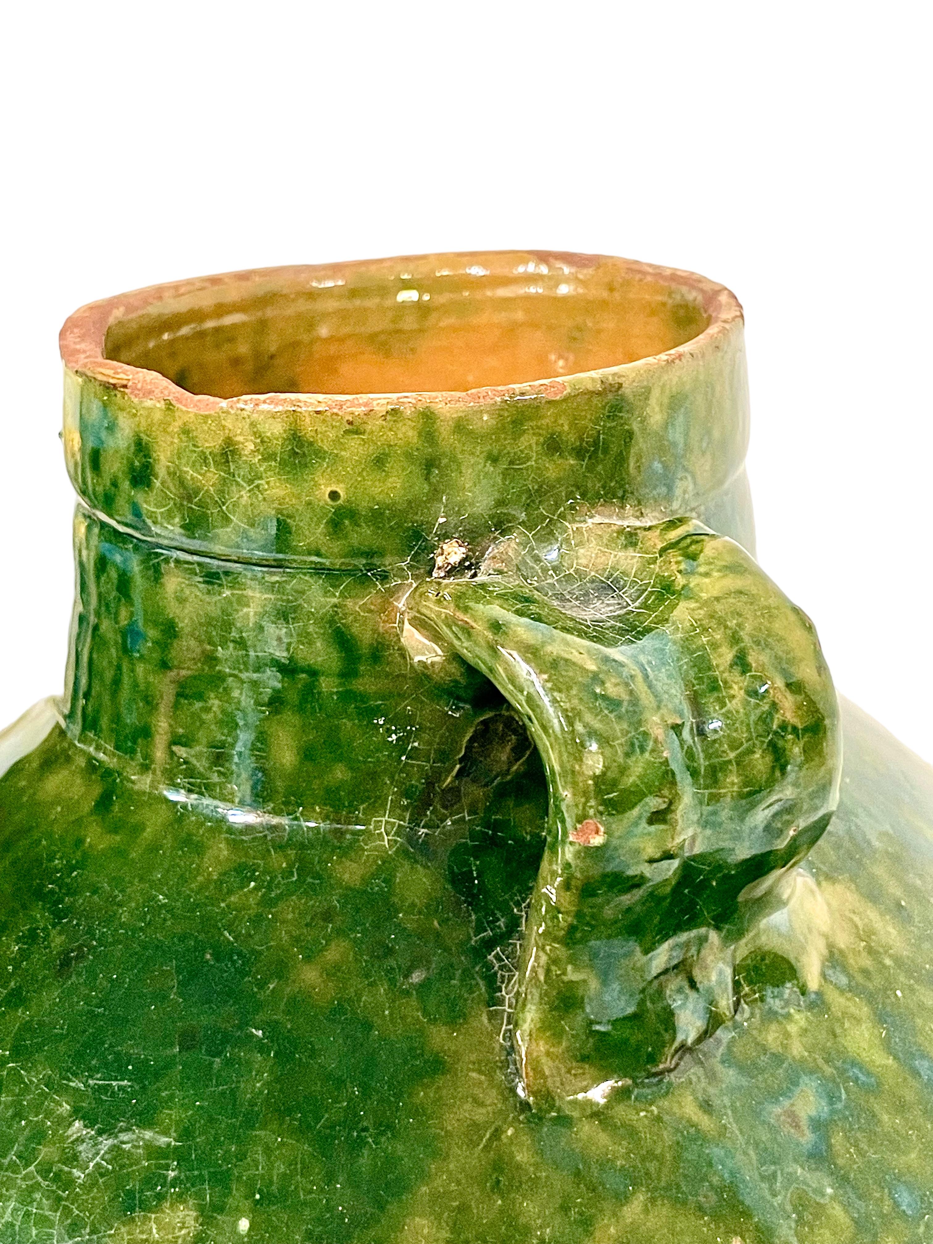 19th C. Terracotta Olive Oil Jar with Two Handles For Sale 1